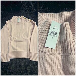 Ann Taylor Soft Pink Cowl Neck Sweater with Button Detail
